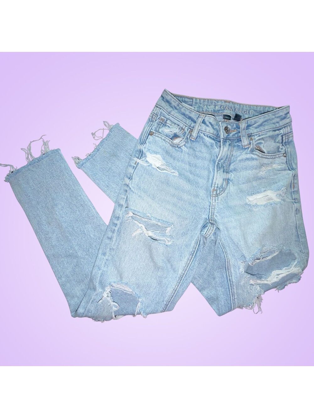 American Eagle Super High-Waisted Strigid Mom Jeans Size 000